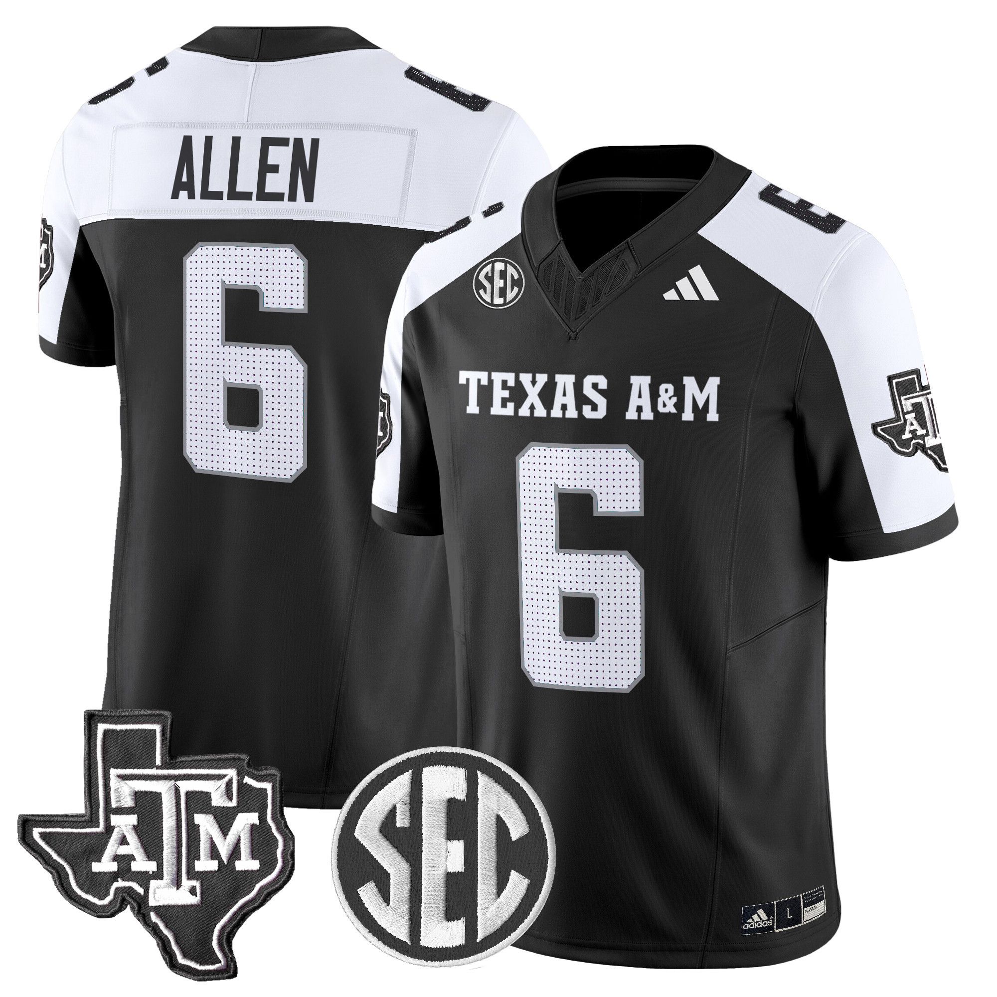 Men Texas A&M Aggies #6 Allen Black 2024 Vapor Limited NCAA Jersey->ncaa teams->NCAA Jersey